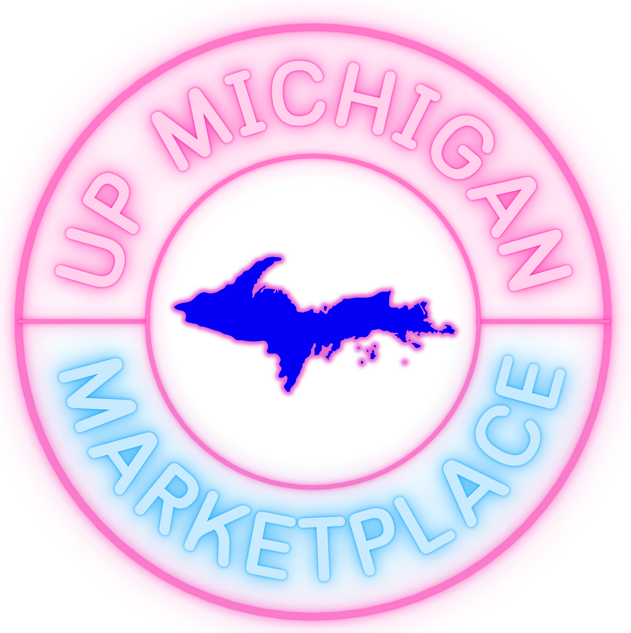UP Michigan Marketplace Round Neon Sign